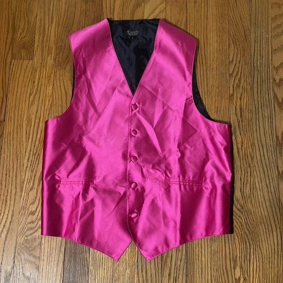 Amanti 4 Piece Vest and Tie Formal Set Pink Men’s Small - Picture 1 of 11